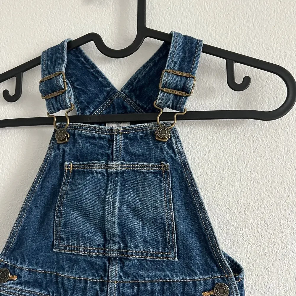 Baby Gap Blue Denim Cuffed Hem Jumpsuit Overalls 18-24 Mo Retro Americana Relax